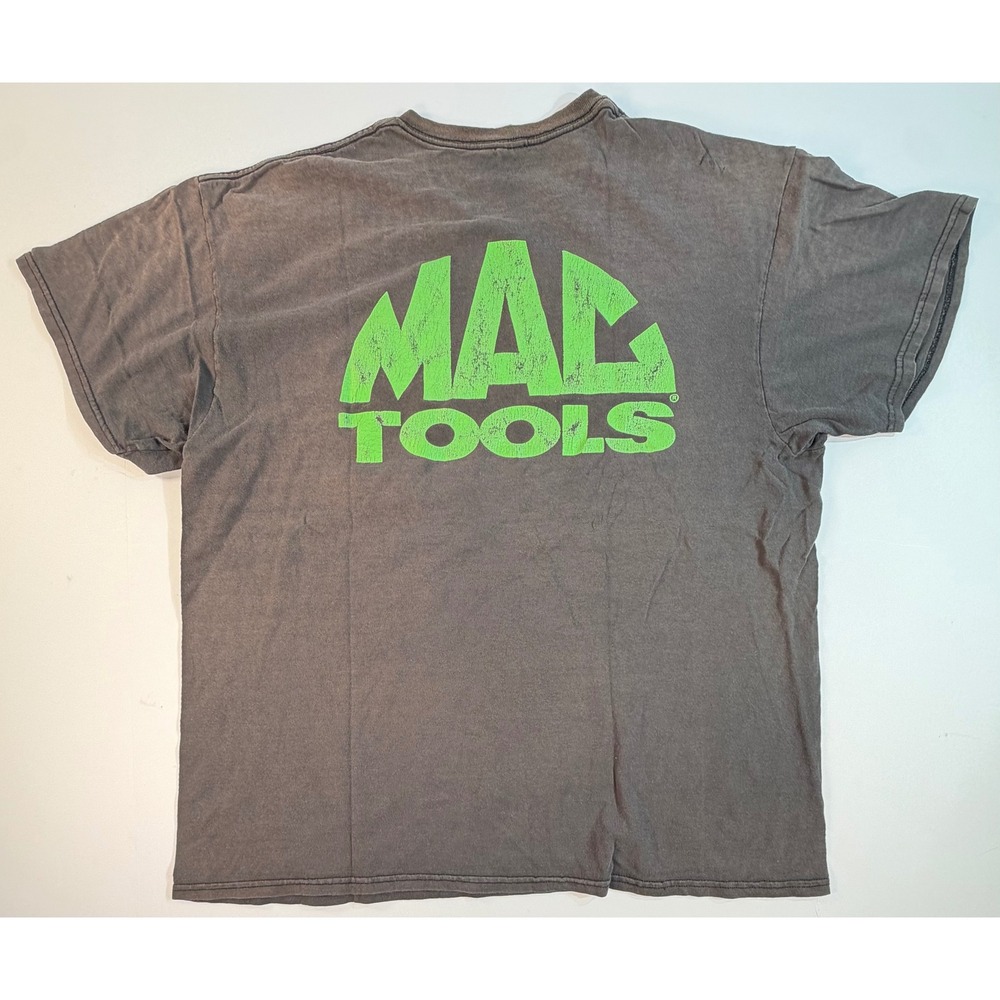 Mac Tools Graphic T-Shirt XL Faded Black Neon Green Logo Delta Pro Weight Mens